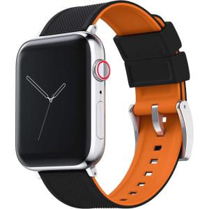 imageBARTON WATCH BANDS  Elite Silicone Watch Bands Compatible with Apple Watch Models  1 2 3 4 5 6 7 8 9 10 SE Ultra ampamp Ultra 2Black Top  Pumpkin Orange Bottom