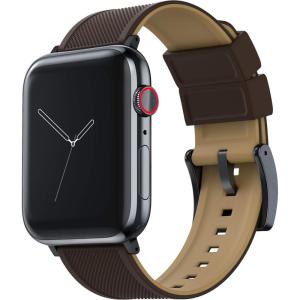 imageBARTON WATCH BANDS  Elite Silicone Watch Bands Compatible with Apple Watch Models  1 2 3 4 5 6 7 8 9 10 SE Ultra ampamp Ultra 2Brown Top  Khaki Tan Bottom
