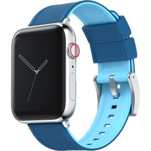 imageBARTON WATCH BANDS  Elite Silicone Watch Bands Compatible with Apple Watch Models  1 2 3 4 5 6 7 8 9 10 SE Ultra ampamp Ultra 2Flatwater Blue