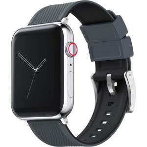 imageBARTON WATCH BANDS  Elite Silicone Watch Bands Compatible with Apple Watch Models  1 2 3 4 5 6 7 8 9 10 SE Ultra ampamp Ultra 2Smoke Grey Top  Black Bottom