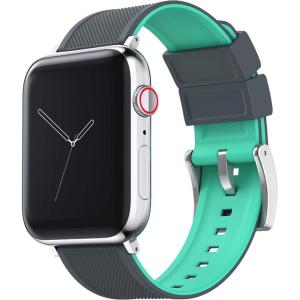 imageBARTON WATCH BANDS  Elite Silicone Watch Bands Compatible with Apple Watch Models  1 2 3 4 5 6 7 8 9 10 SE Ultra ampamp Ultra 2Smoke Grey Top  Mint Green Bottom