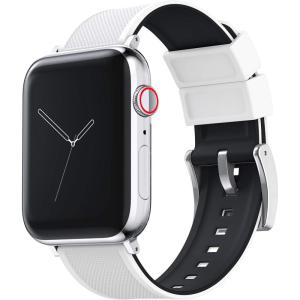 imageBARTON WATCH BANDS  Elite Silicone Watch Bands Compatible with Apple Watch Models  1 2 3 4 5 6 7 8 9 10 SE Ultra ampamp Ultra 2White Top  Black Bottom