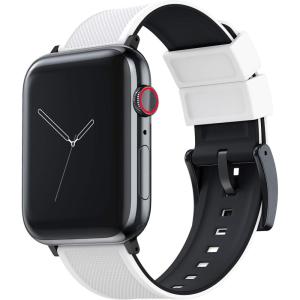 imageBARTON WATCH BANDS  Elite Silicone Watch Bands Compatible with Apple Watch Models  1 2 3 4 5 6 7 8 9 10 SE Ultra ampamp Ultra 2White Top  Black Bottom Black PVD Hardware