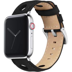 imageBARTON WATCH BANDS  Horween Leather Watch Bands Compatible with Apple Watch Models  1 2 3 4 5 6 7 8 9 10 SE Ultra ampamp Ultra 2Black Rally Style