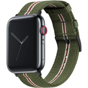 imageBARTON WATCH BANDS  Military Style Nylon Watch Bands Compatible with Apple Watch Models  1 2 3 4 5 6 7 8 9 10 SE Ultra ampamp Ultra 2Army Green  Crimson Red Black Hardware