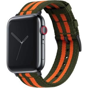 imageBARTON WATCH BANDS  Military Style Nylon Watch Bands Compatible with Apple Watch Models  1 2 3 4 5 6 7 8 9 10 SE Ultra ampamp Ultra 2Army Green  Orange Black Hardware