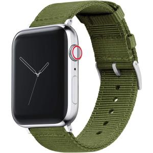 imageBARTON WATCH BANDS  Military Style Nylon Watch Bands Compatible with Apple Watch Models  1 2 3 4 5 6 7 8 9 10 SE Ultra ampamp Ultra 2Army Green Stainless Hardware
