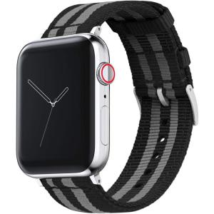 imageBARTON WATCH BANDS  Military Style Nylon Watch Bands Compatible with Apple Watch Models  1 2 3 4 5 6 7 8 9 10 SE Ultra ampamp Ultra 2Black Black Hardware