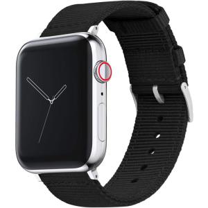 imageBARTON WATCH BANDS  Military Style Nylon Watch Bands Compatible with Apple Watch Models  1 2 3 4 5 6 7 8 9 10 SE Ultra ampamp Ultra 2Black Stainless Hardware