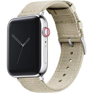 imageBARTON WATCH BANDS  Military Style Nylon Watch Bands Compatible with Apple Watch Models  1 2 3 4 5 6 7 8 9 10 SE Ultra ampamp Ultra 2Khaki Tan Stainless Hardware