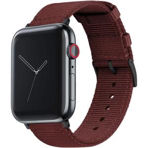 imageBARTON WATCH BANDS  Military Style Nylon Watch Bands Compatible with Apple Watch Models  1 2 3 4 5 6 7 8 9 10 SE Ultra ampamp Ultra 2Merlot Black Hardware
