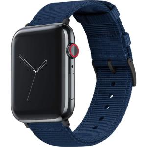 imageBARTON WATCH BANDS  Military Style Nylon Watch Bands Compatible with Apple Watch Models  1 2 3 4 5 6 7 8 9 10 SE Ultra ampamp Ultra 2Navy Blue Black Hardware