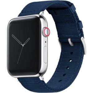 imageBARTON WATCH BANDS  Military Style Nylon Watch Bands Compatible with Apple Watch Models  1 2 3 4 5 6 7 8 9 10 SE Ultra ampamp Ultra 2Navy Blue Stainless Hardware