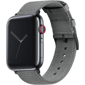 imageBARTON WATCH BANDS  Military Style Nylon Watch Bands Compatible with Apple Watch Models  1 2 3 4 5 6 7 8 9 10 SE Ultra ampamp Ultra 2Smoke Grey Black Hardware