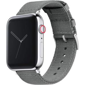 imageBARTON WATCH BANDS  Military Style Nylon Watch Bands Compatible with Apple Watch Models  1 2 3 4 5 6 7 8 9 10 SE Ultra ampamp Ultra 2Smoke Grey Stainless Hardware