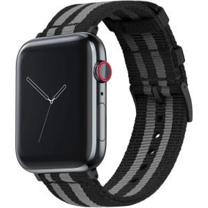 imageBARTON WATCH BANDS  Military Style Nylon Watch Bands Compatible with Apple Watch Models  1 2 3 4 5 6 7 8 9 10 SE Ultra ampamp Ultra 2Steel Blue Black Hardware