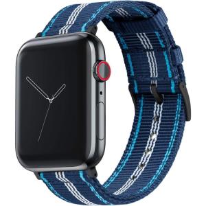 imageBARTON WATCH BANDS  Military Style Nylon Watch Bands Compatible with Apple Watch Models  1 2 3 4 5 6 7 8 9 10 SE Ultra ampamp Ultra 2Twotoned Blue Black Hardware