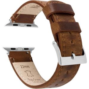 imageBARTON WATCH BANDS  Top Grain Leather Watch Bands Compatible with Apple Watch Models  1 2 3 4 5 6 7 8 9 10 SE Ultra ampamp Ultra 2Caramel Tan Leather  Stitching