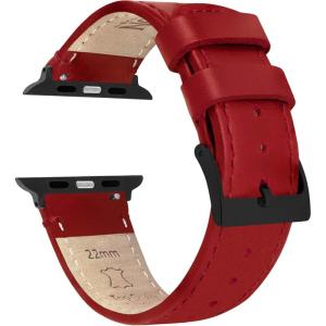 imageBARTON WATCH BANDS  Top Grain Leather Watch Bands Compatible with Apple Watch Models  1 2 3 4 5 6 7 8 9 10 SE Ultra ampamp Ultra 2Crimson Red