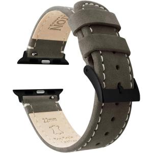 imageBARTON WATCH BANDS  Top Grain Leather Watch Bands Compatible with Apple Watch Models  1 2 3 4 5 6 7 8 9 10 SE Ultra ampamp Ultra 2Espresso Brown Leather  White Stitching Black Hardware