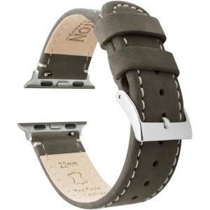 imageBARTON WATCH BANDS  Top Grain Leather Watch Bands Compatible with Apple Watch Models  1 2 3 4 5 6 7 8 9 10 SE Ultra ampamp Ultra 2Espresso Brown Leather  White Stitching