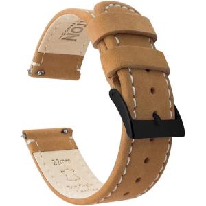 imageBARTON WATCH BANDS  Top Grain Leather Watch Bands Compatible with Apple Watch Models  1 2 3 4 5 6 7 8 9 10 SE Ultra ampamp Ultra 2Gingerbread Leather  Linen White Stitching