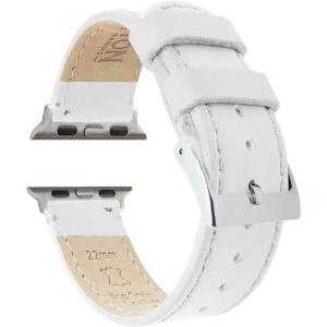 imageBARTON WATCH BANDS  Top Grain Leather Watch Bands Compatible with Apple Watch Models  1 2 3 4 5 6 7 8 9 10 SE Ultra ampamp Ultra 2White Leather  Stitching