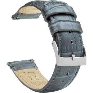 imageBARTON WATCH BANDS 12mm Smoke Grey  Alligator Grain  Quick Release Leather Watch Bands
