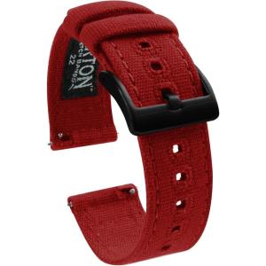 imageBARTON WATCH BANDS 18mm Crimson Red  Canvas Quick Release Watch Band Straps  Choose Color ampamp Width  18mm 20mm or 22mm  Black PVD Buckle