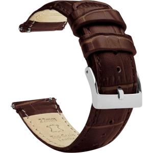 imageBARTON WATCH BANDS 20mm Coffee Brown  Long  Alligator Grain  Quick Release Leather Watch Bands