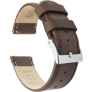 imageBARTON WATCH BANDS 20mm Saddle Brown Quick Release TopGrain Leather Long Watch Band Strap