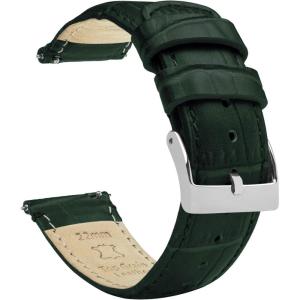 imageBARTON WATCH BANDS 22mm Forest Green  Long  Alligator Grain  Quick Release Leather Watch Bands