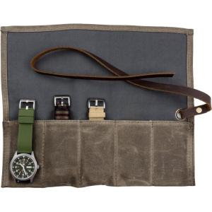 imageBARTON WATCH BANDS Canvas Watch Roll Travel Case  Waxed Canvas Watch Pouch ampamp Band Storage  Ideal for Travelling or Home Use Carrier Case ampamp Travel Roll