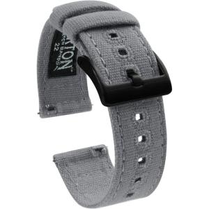 imageBARTON WATCH BANDS Quick Release Canvas Watch Band Straps Cool Grey ampamp Black PVD Buckle 20mm
