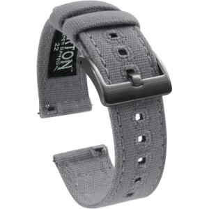 imageBARTON WATCH BANDS Quick Release Canvas Watch Band Straps Cool Grey ampamp Gunmetal Grey Buckle 20mm