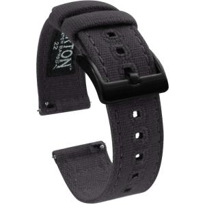 imageBARTON WATCH BANDS Quick Release Canvas Watch Band Straps Smoke Grey ampamp Black PVD Buckle 20mm