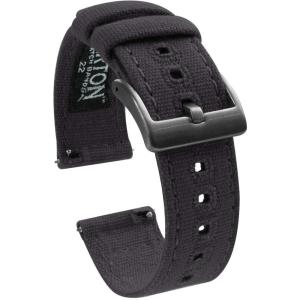 imageBARTON WATCH BANDS Quick Release Canvas Watch Band Straps Smoke Grey ampamp Gunmetal Grey Buckle 20mm