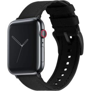 imageBARTON WATCH BANDS with Integrated quick release spring bars  Hybrid Silicone  Cordura Fabric WaterResistant Leather and Silicone Hybrid Watch Bands  Choice of Color ampamp Width 18mm 20mm 22mmBlack Black Buckle