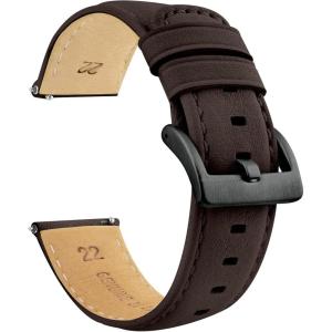 imageBARTON WaterResistant Leather Watch Bands  Quick Release  Choose Strap Color ampamp Size  18mm 20mm 22mm ampamp 24mm Watch StrapsDark Brown Gunmetal Grey Buckle