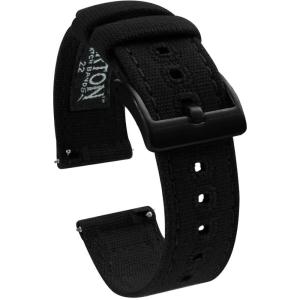 imageBarton Canvas Watch Band 18mm  Quick Release Premium Canvas Strap with Black PVD Buckle  Breathable Comfortable Durable  Black