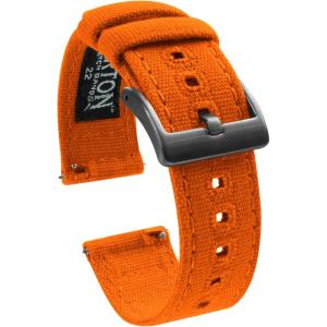 imageBarton Canvas Watch Band 20 mm  Quick Release Premium Canvas Strap with Gunmetal Gray Stainless Steel Buckle  Compatible with Classic ampamp Smart Watches  Breathable Comfortable Durable  Pumpkin Orange