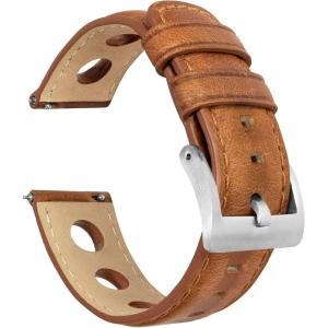 imageBarton Racing ampamp Rally Horween Leather Straps with Integrated Quick Release Spring Bars  Standard Length fits Wrists 5quot to 8quot18mm 19mm 20mm 21mm 22mm 23mm ampamp 24mm Watch Bands  Choose Strap Color ampamp WidthCaramel Rally Style