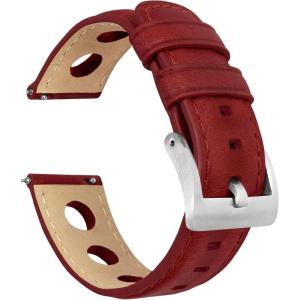 imageBarton Racing ampamp Rally Horween Leather Straps with Integrated Quick Release Spring Bars  Standard Length fits Wrists 5quot to 8quot18mm 19mm 20mm 21mm 22mm 23mm ampamp 24mm Watch Bands  Choose Strap Color ampamp WidthCrimson Red Rally Style