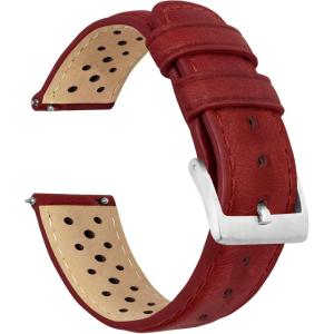 imageBarton Racing ampamp Rally Horween Leather Straps with Integrated Quick Release Spring Bars  Standard Length fits Wrists 5quot to 8quot18mm 19mm 20mm 21mm 22mm 23mm ampamp 24mm Watch Bands  Choose Strap Color ampamp WidthCrimson Red Racing Style