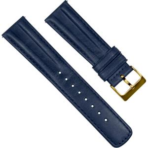 imageBarton Racing ampamp Rally Horween Leather Straps with Integrated Quick Release Spring Bars  Standard Length fits Wrists 5quot to 8quot18mm 19mm 20mm 21mm 22mm 23mm ampamp 24mm Watch Bands  Choose Strap Color ampamp WidthNavy Blue Classic Style  Gold Buckle