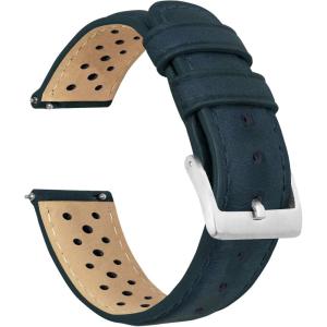 imageBarton Racing ampamp Rally Horween Leather Straps with Integrated Quick Release Spring Bars  Standard Length fits Wrists 5quot to 8quot18mm 19mm 20mm 21mm 22mm 23mm ampamp 24mm Watch Bands  Choose Strap Color ampamp WidthNavy Blue Racing Style