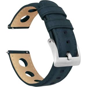 imageBarton Racing ampamp Rally Horween Leather Straps with Integrated Quick Release Spring Bars  Standard Length fits Wrists 5quot to 8quot18mm 19mm 20mm 21mm 22mm 23mm ampamp 24mm Watch Bands  Choose Strap Color ampamp WidthNavy Blue Rally Style