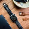 imageBARTON WATCH BANDS  Horween Leather Watch Bands Compatible with Apple Watch Models  1 2 3 4 5 6 7 8 9 10 SE Ultra ampamp Ultra 2Black Racing Style