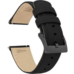imageBARTON Sailcloth Quick Release Premium Nylon Weave Choice of Color and Width 18mm 19mm 20mm 21mm 22mm 23mm 24mmBlack  Gunmetal Grey Buckle