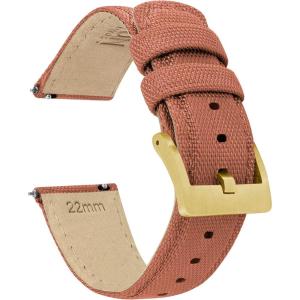 imageBARTON Sailcloth Quick Release Premium Nylon Weave Choice of Color and Width 18mm 19mm 20mm 21mm 22mm 23mm 24mmCopper Orange  Gold Buckle